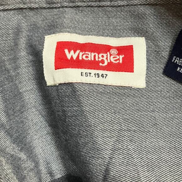 Wrangler Gray Chambray Short Sleeve Button Up Shirt Men’s XL - Picture 7 of 11